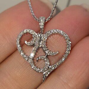 14K White Gold .50 CTW Diamond Heart Necklace
